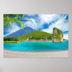 Affiche Ile tropicale Sandy Beach Palm Tree Paradise