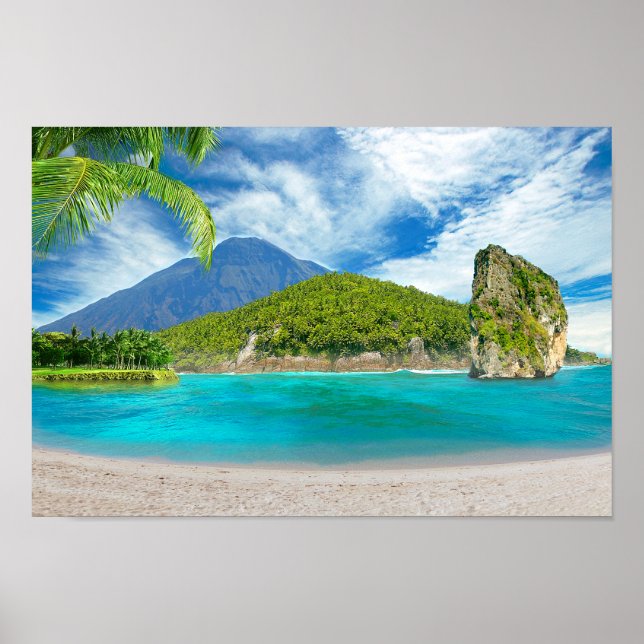 Affiche Ile tropicale Sandy Beach Palm Tree Paradise (Devant)