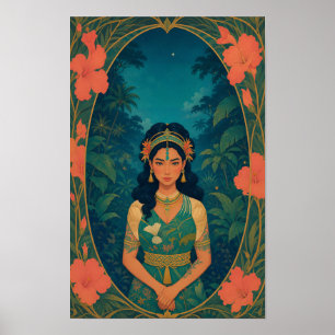 Affiche Île tropicale sauvage : portrait de princesse poly
