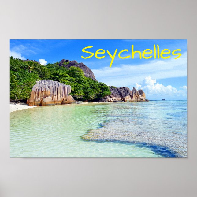 Affiche Île tropicale Seychelles Vacances (Devant)