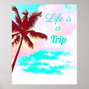 Affiche Île vie palmiers tropicaux