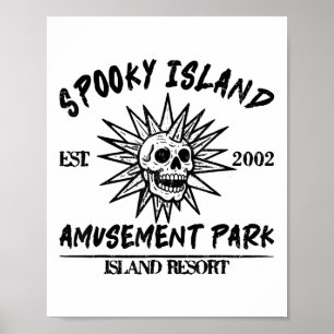 Affiche Île Vintage Spooky Établi en 2002 Parc d'attractio