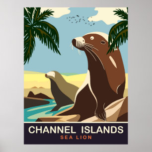 Affiche Îles anglo-normandes, Lion de mer, Voyage