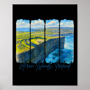 Affiche Îles Aran Irlande Voyager Voyage Coup de pinceau A