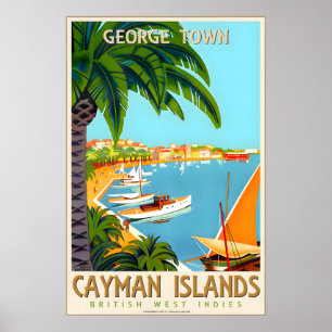 Affiche Îles Caïmans Grandes Antilles Caraïbes Voyage