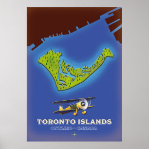 Affiche Îles de Toronto, Ontario, Canada carte