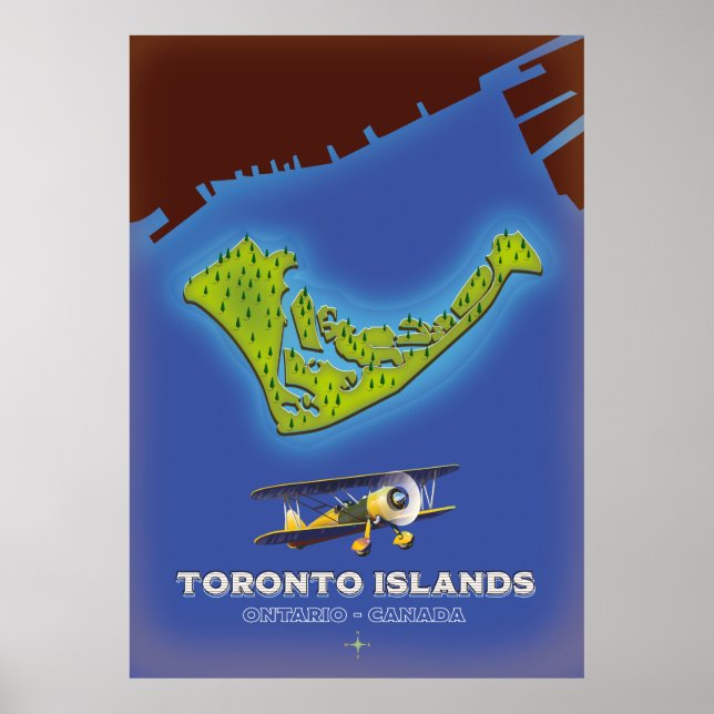 Affiche Îles de Toronto, Ontario, Canada carte (Devant)