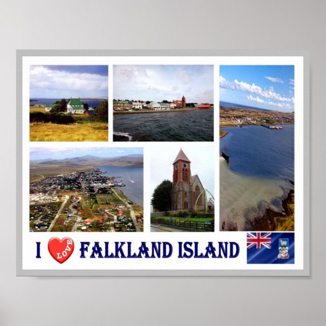 Affiche Îles Falkland - I Love - (Devant)