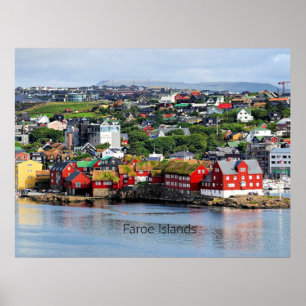 Affiche Îles Féroé, vue panoramique sur Torshavn