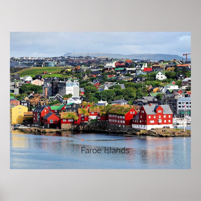 Affiche Îles Féroé, vue panoramique sur Torshavn (Devant)