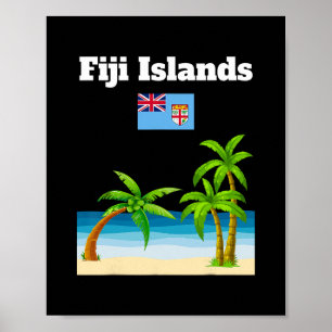 Affiche Îles Fidji Amoureux Voyage Souvenir Drapeau Fidjie