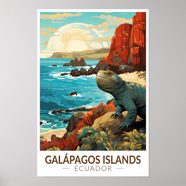 Affiche Îles Galapagos Voyage Art Vintage (Devant)