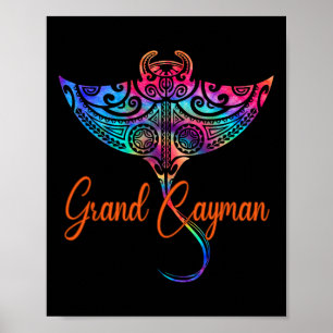 Affiche Îles Grand Cayman 2025 Stingray Tribal Famille V