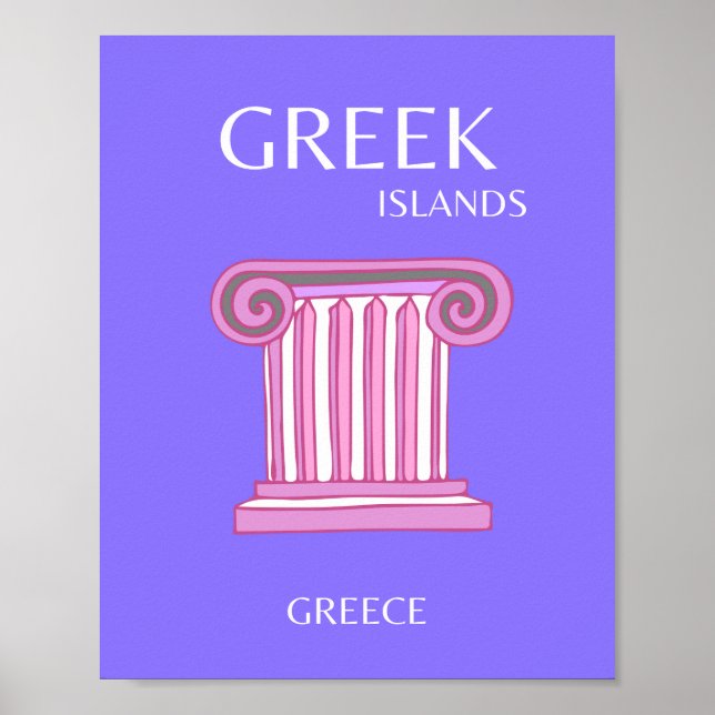 Affiche Îles grecques, Grèce, Art Voyage, Preppy, Violet (Devant)