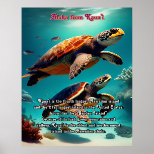 Affiche Iles hawaïennes Kauai Aloha