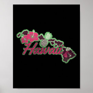 Affiche Îles Hawaii Hibiscus Fleurs Aloha Hawaii Luau