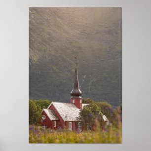 Affiche Îles Lofoten Église Flakstad