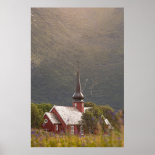 Affiche Îles Lofoten Église Flakstad