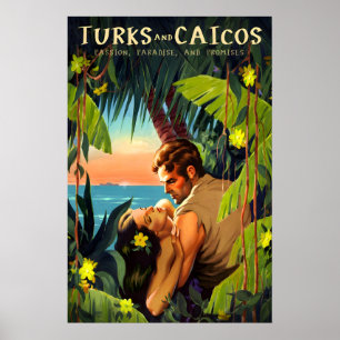 Affiche Îles Turques-et-Caïques Caraïbes Lucayan Voyage