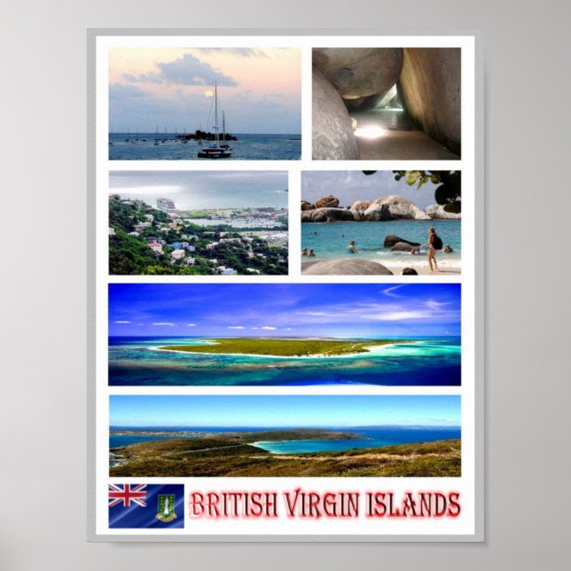 Affiche Îles Vierges britanniques - Mosaic - (Devant)