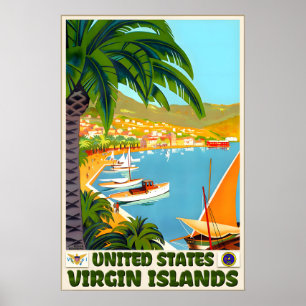 Affiche Îles Vierges des États-Unis Caraïbes Antilles