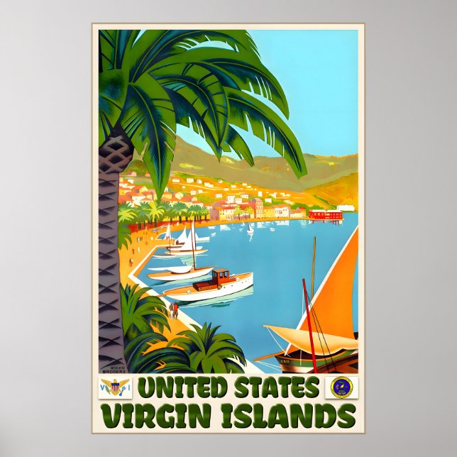 Affiche Îles Vierges des États-Unis Caraïbes Antilles (Devant)