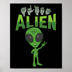 Affiche ILL Alien ASL Gesture mains sourdes Perte d'auditi