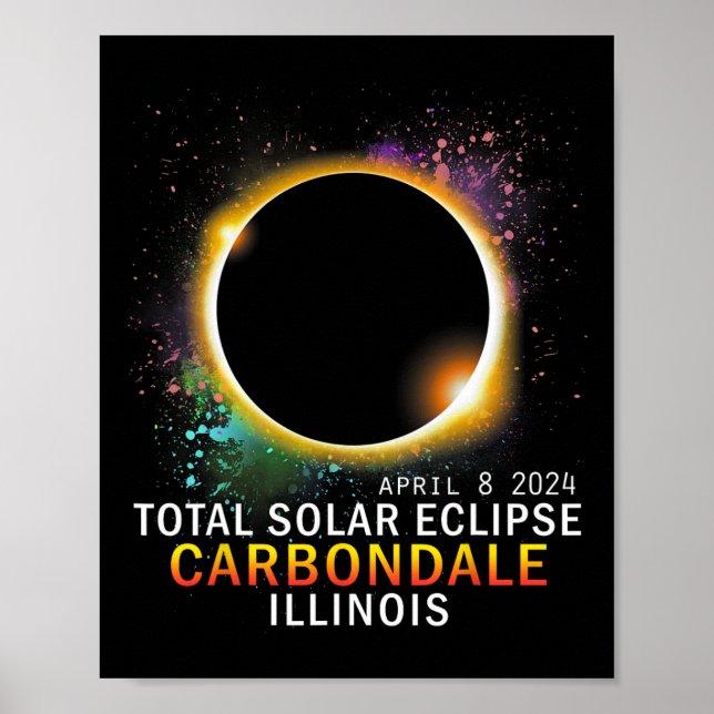 Affiche Illinois Total Éclipse Solaire 8 avril 2024 (Devant)