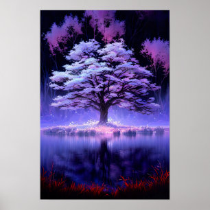 Affiche Illumination mystérieuse de l'arbre du lac