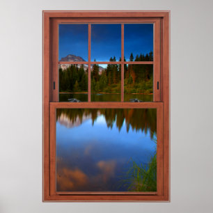 Affiche Illusion de la fausse fenêtre du lac Mountain