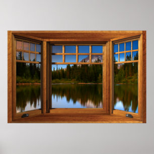 Affiche Illusion de la fausse fenêtre du lac Mountain