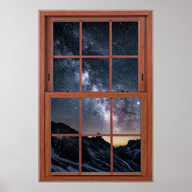 Affiche Illusion de la fenêtre Ciel de nuit étoilé - Faux  (Devant)