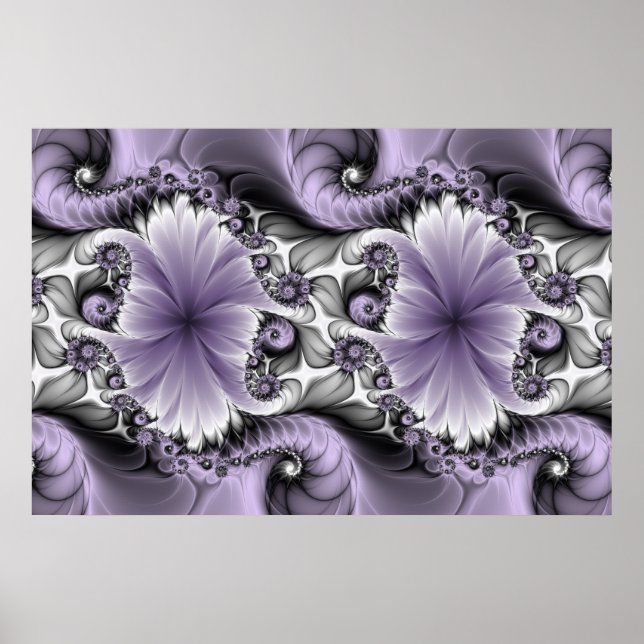Affiche Illusion de lilas Art floral abstrait fractal Fant (Devant)