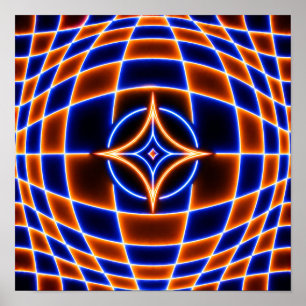 Affiche Illusion d'optique étoile vortex néon – Bleu Orang