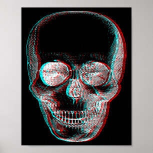 Affiche Illusion d'optique Halloween Crâne de squelette