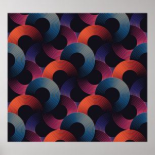 Affiche Illusion optique : anneaux linéaires métalliques.