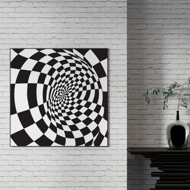 Affiche Illusion optique moderne Noir et blanc (Black & white optical illusion makes the ideal decorative touch for any modern living area or office)