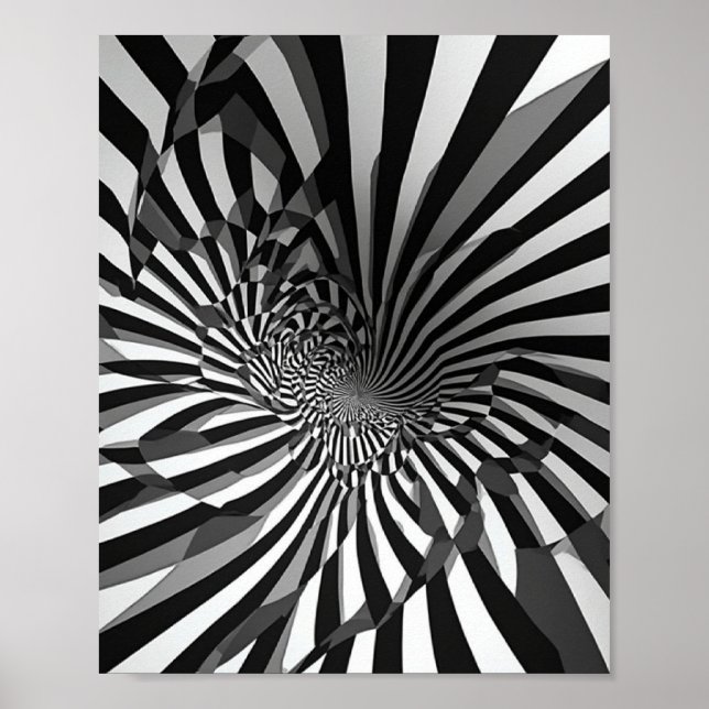 Affiche Illusion optique Mur Abstrait avec géométrie (Devant)