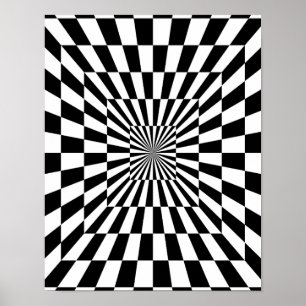 Affiche Illusion optique noire et blanche