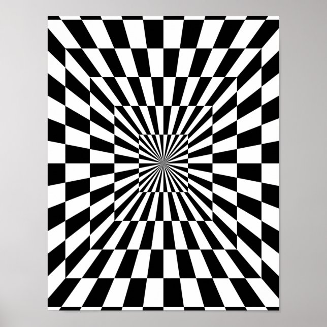 Affiche Illusion optique noire et blanche (Devant)