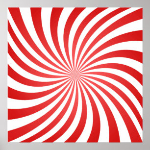 Affiche Illusion optique rouge et blanche