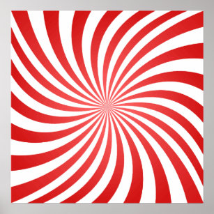 Affiche Illusion optique rouge et blanche