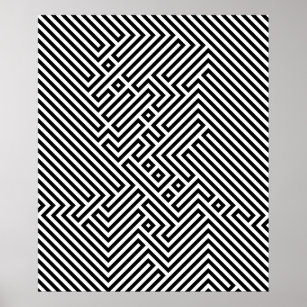 Affiche Illusion optique sombre et blanche