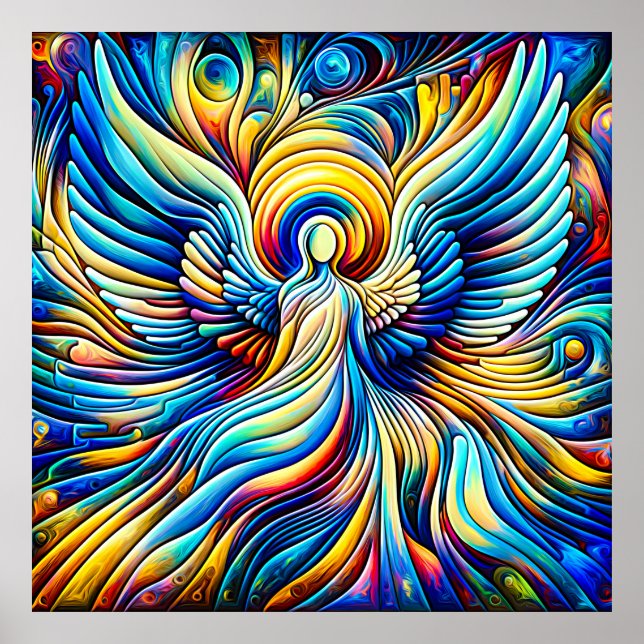 Affiche Illusionnisme abstrait d'IA Ange Effet expressionn (Devant)