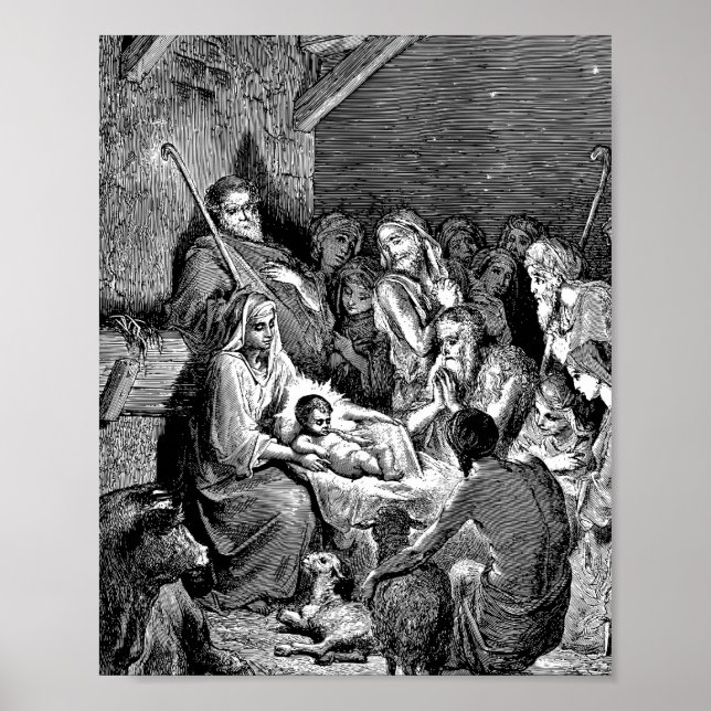 Affiche Illustrated Christmas Nativity Scene (Devant)