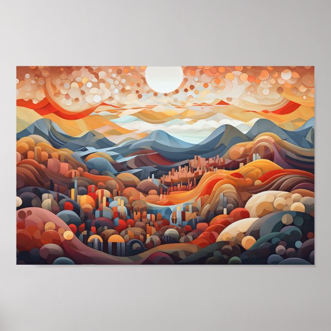 Affiche Illustrateur Abstrait Paysage Valley Vs Mountain (Devant)