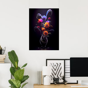 Affiche Illustrateur de fleurs Peinture Abstraite colorée