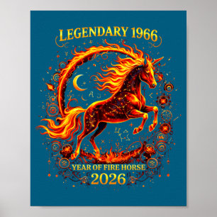 Affiche Illustration 1966 Année Cheval de Feu 60e