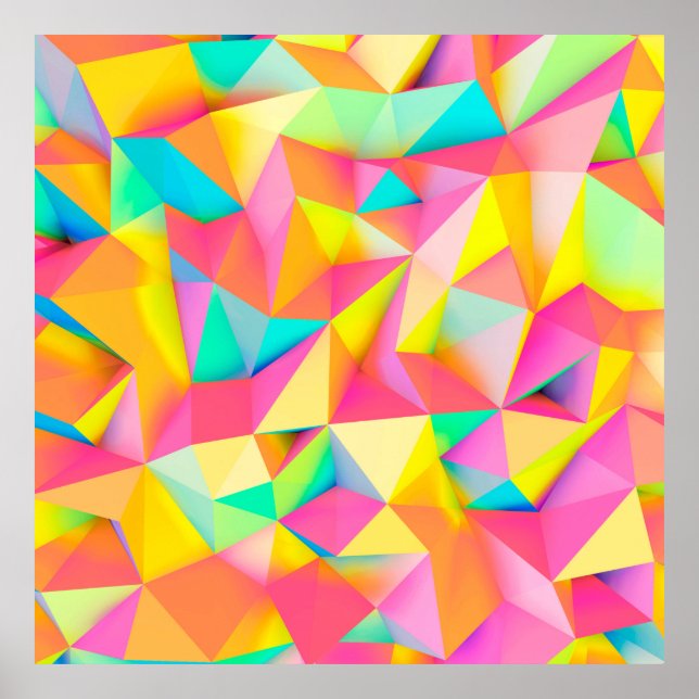 Affiche Illustration 3D - Colorful low poly texture3d, abs (Devant)