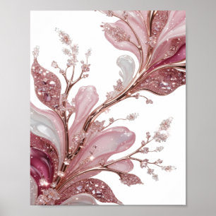 AFFICHE ILLUSTRATION 3D D'UN DESIGN FLORAL LUXUEUX AVEC